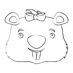 head female beaver animal isolated icon
