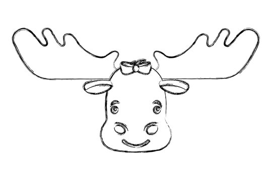 head female reindeer animal isolated icon