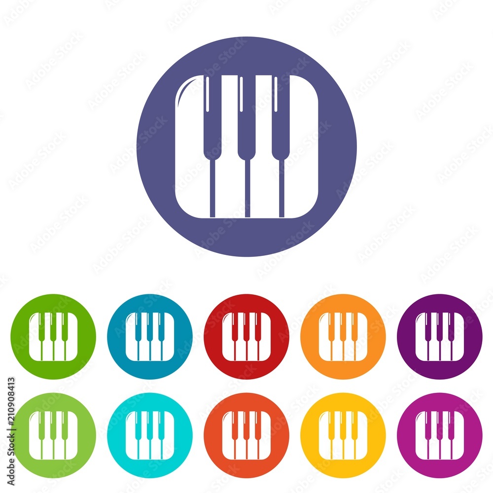 Poster piano keys icons color set vector for any web design on white background