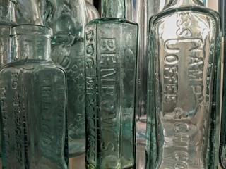 Antique poison bottles