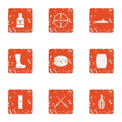 Warmonger icons set. Grunge set of 9 warmonger vector icons for web isolated on white background