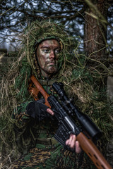 Portrait of an airsoft player