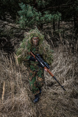 Portrait of an airsoft player