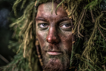 Portrait of a camouflaged hunter