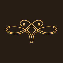 Decorative filigree design element. Swirl, curl. Ornamental calligraphic page decoration. Freeting card, Wedding invitation, Save the date card design. Vector.