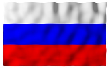 Waving flag of the Russian Federation. The National. State symbol of the Russia. 3D illustration