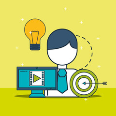 businessman computer video content target creativity digital marketing
