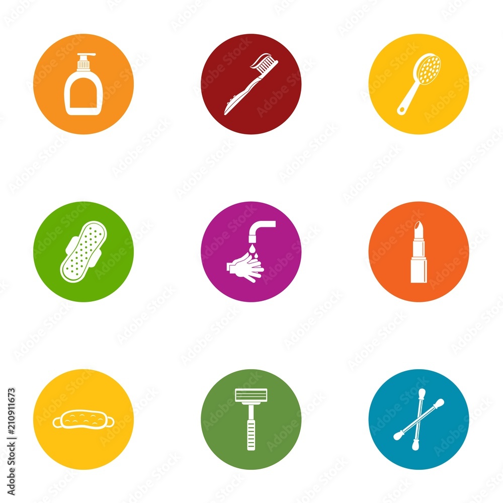 Poster cleaning head icons set. flat set of 9 cleaning head vector icons for web isolated on white backgrou