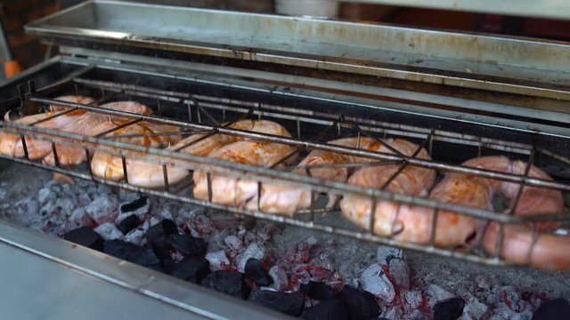 On a spit barbecue fried python.