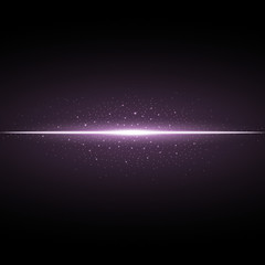 Glowing line with sparks, light effect, purple color