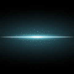 Glowing line with sparks, light effect, aqua color
