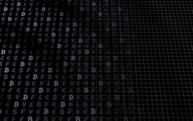 Bitcoin background. Cryptocurrency 3D illustration. Digital currency symbol. Business concept. Mining, development, trade of crypto