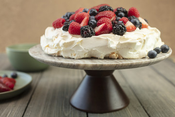 Pavlova Meringue Dessert Made With Berries