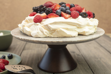 Pavlova Meringue Dessert Made With Berries