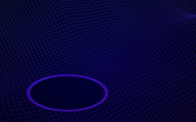 Abstract landscape on a blue background. Cyberspace grid. Hi-tech network, technology. 3D illustration. Mockup