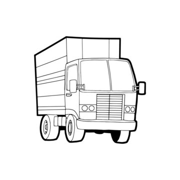 Truck cartoon illustration isolated on white background for children color book