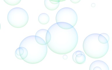 Light pastel colored background with pink bubbles. Wallpaper, texture blue balloons. 3D illustration