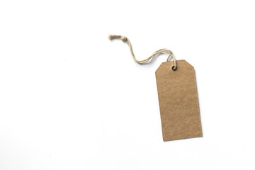 brown cardboard price tag or label isolated on white background.price tag