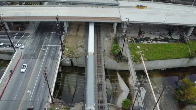 Train and traffic and the Los Angeles river