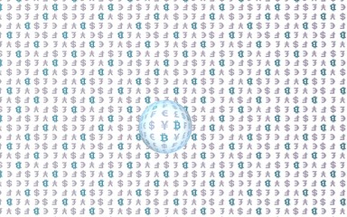 Bitcoin and currency on a white background. Digital crypto symbol. Currency bubble, wave effect, market fluctuations. Business concept. 3D illustration