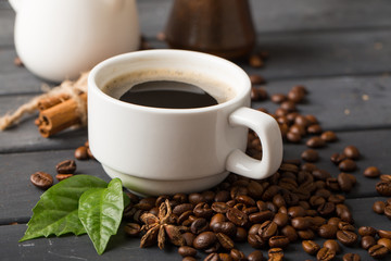 black coffee beans on black background