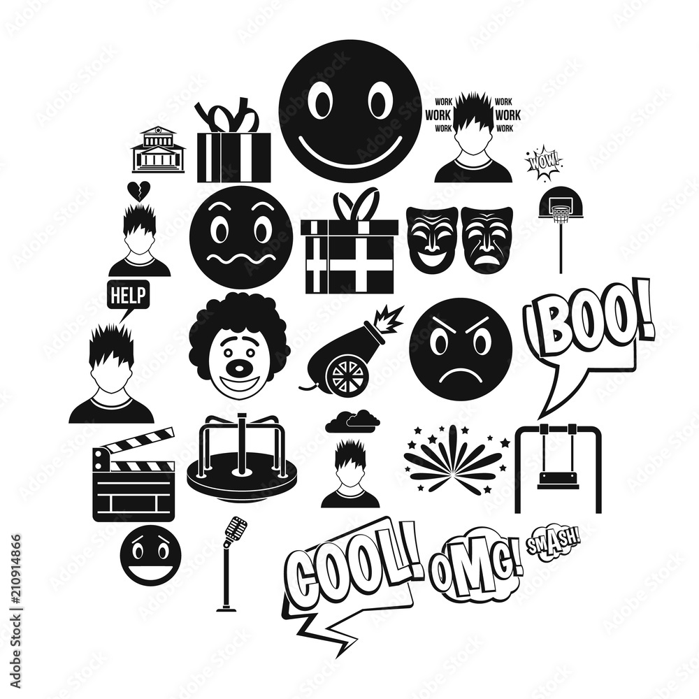 Poster emotional icons set. simple set of 25 emotional vector icons for web isolated on white background