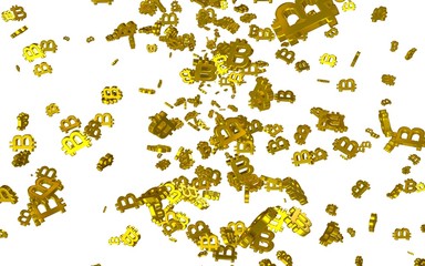 Digital currency symbol Bitcoin on a white background. Fall of bitcoin. Cryptocurrency graph on virtual screen. Business, Finance and technology concept. 3D illustration