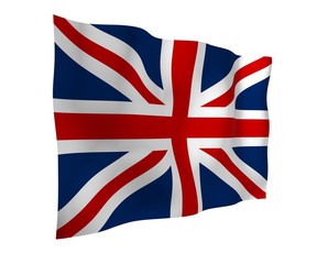 Waving flag of the Great Britain. British flag. United Kingdom of Great Britain and Northern Ireland. State symbol of the UK. 3D illustration