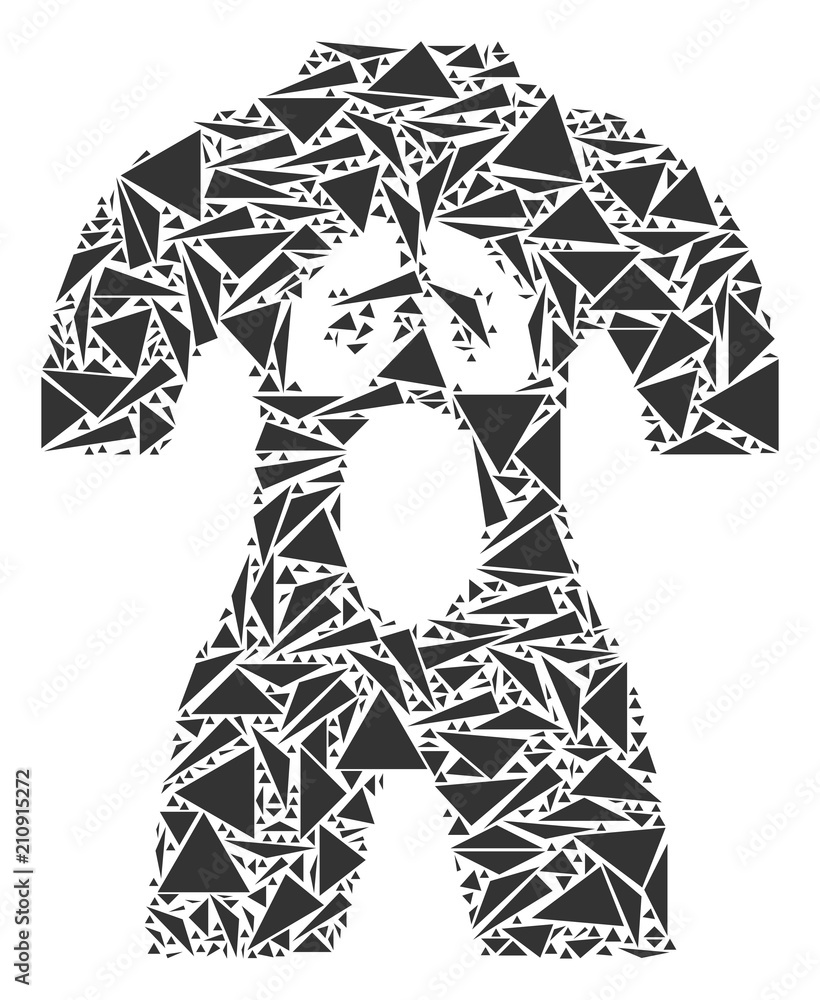 Poster human anatomy collage of triangle elements in different sizes and shapes. vector triangles are combi