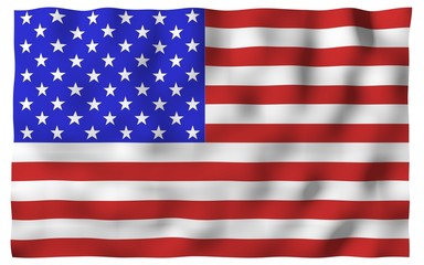 Waving flag of the United States of America. Stars and Stripes. State symbol of the USA. 3D illustration