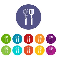 Cutlery bake icons color set vector for any web design on white background