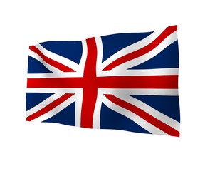 Waving flag of the Great Britain. British flag. United Kingdom of Great Britain and Northern Ireland. State symbol of the UK. 3D illustration