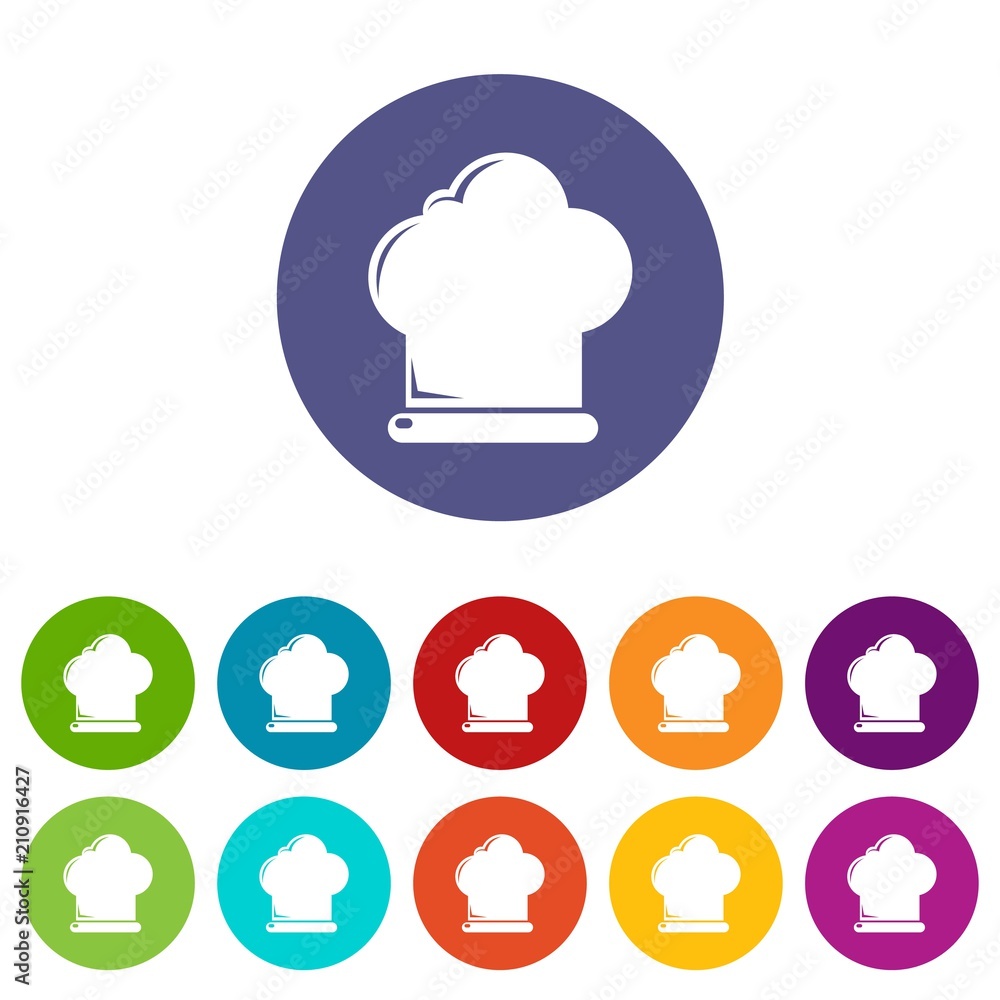 Poster chef hat icons color set vector for any web design on white background