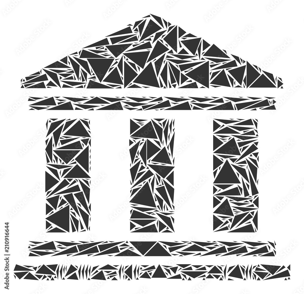 Poster library building collage of triangle items in various sizes and shapes. vector triangles are united 