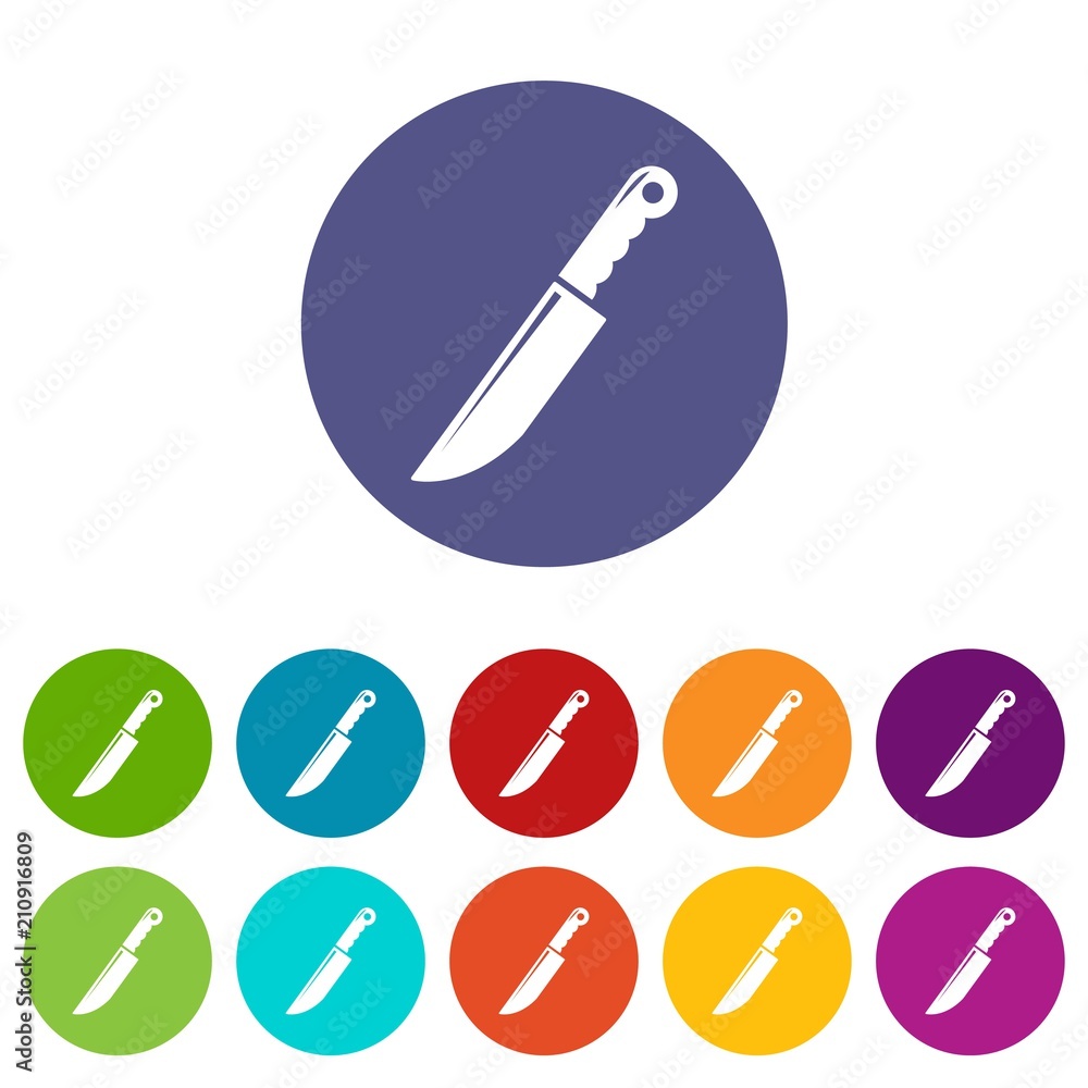 Poster knife icons color set vector for any web design on white background