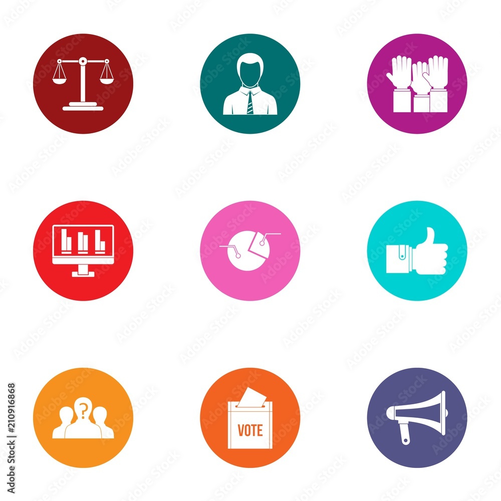 Poster informed choice icons set. flat set of 9 informed choice vector icons for web isolated on white back
