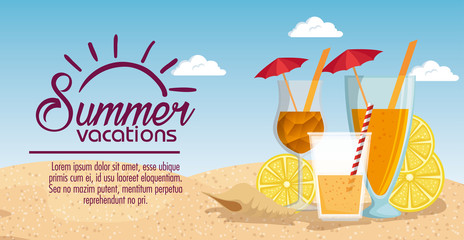 summer holidays beach scene vector illustration design