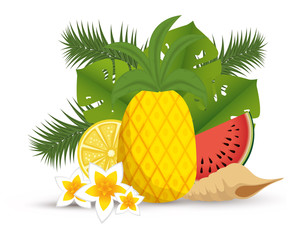 summer holidays floral decoration vector illustration design