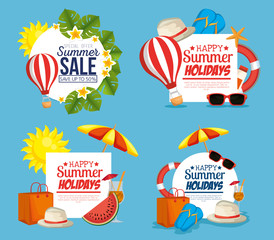 summer sale set icons vector illustration design