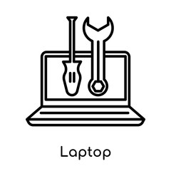 Laptop icon vector sign and symbol isolated on white background, Laptop logo concept