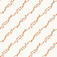 Fototapeta na wymiar Floral seamless pattern. Hand drawn interwoven branches with berries. Repeating artistic background. It can be used for cover, card, fabric, wrapping, wallpaper, other interior decor. Vector, eps10