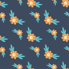 Fototapeta na wymiar Floral seamless pattern. Hand drawn creative flowers. Colorful artistic background with blossom. Abstract herb. It can be used for wallpaper, textiles, wrapping, card. Vector illustration, eps10