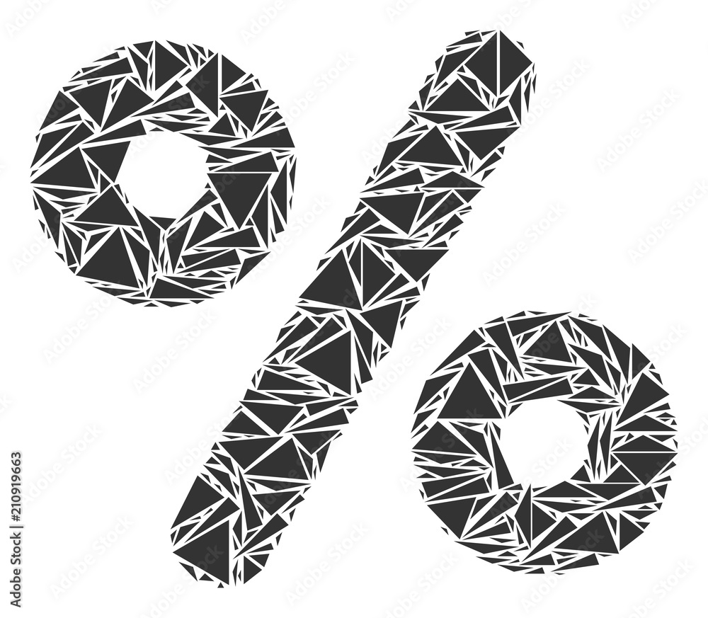 Aufkleber percent collage of triangle elements in various sizes and shapes. vector polygons are united into pe