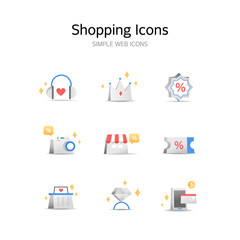 Various Shopping stereoscopic icons
