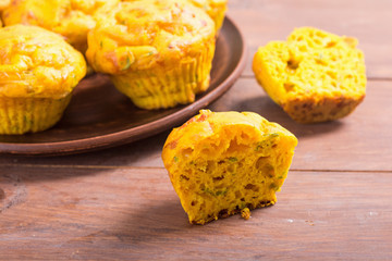 Homemade baked muffins with cheese