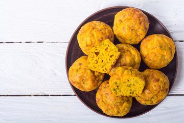 Homemade baked muffins with cheese