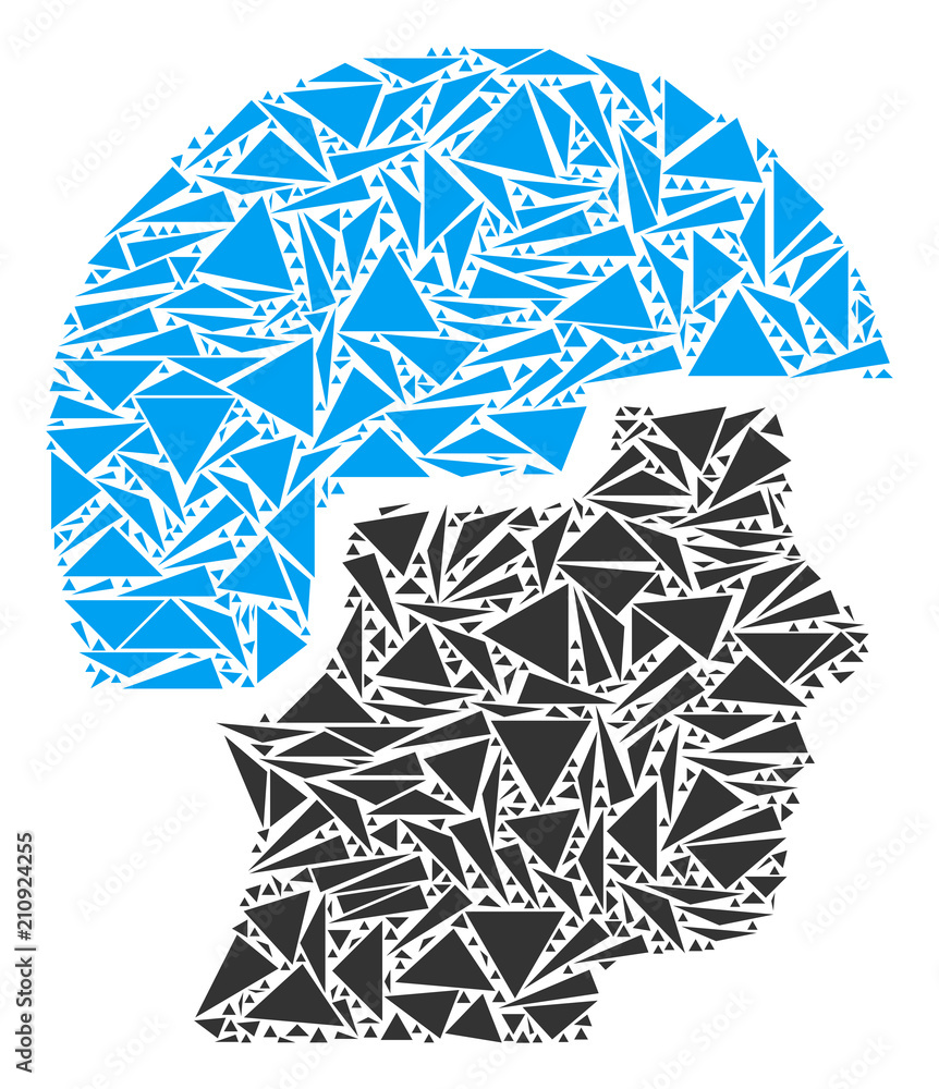 Aufkleber soldier helmet collage of triangle elements in different sizes and shapes. vector triangles are unit