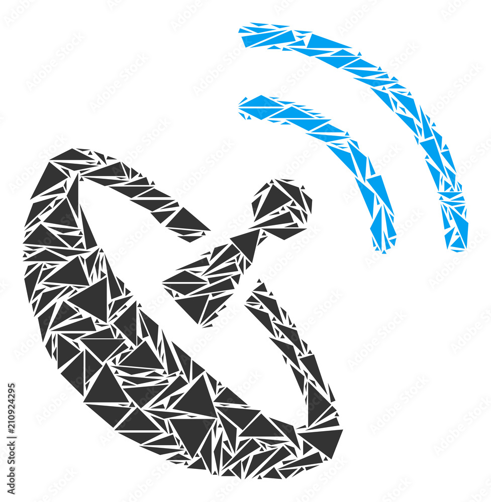 Aufkleber space antenna mosaic of triangle elements in various sizes and shapes. vector polygons are united in