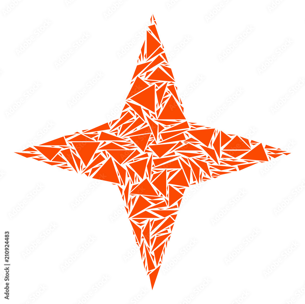 Aufkleber space star mosaic of triangle items in various sizes and shapes. vector polygons are united into spa