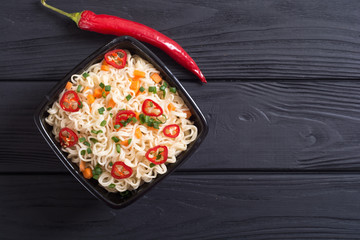 Instant noodles in bowl